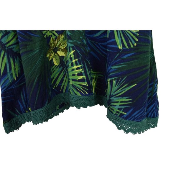 AMERICA & BEYOND TROPICAL PALM PRINT GREEN V-NECK COVER UP DRESS - Picture 5 of 8